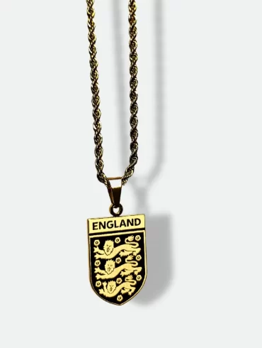 England football pendant, football jewelry, custom engraved pendant, England football crest necklace, football fan jewelry, personalized football pendant, England team pendant, football supporter jewelry, 18k gold-plated, football keepsake