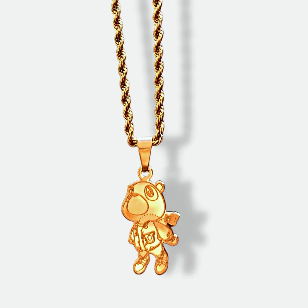 Gold,Kanye West,Graduation,Album,Bear,Necklace,Pendant,Custom, Engrave,Hip-Hop,Kanye West fan,Graduation fan,kanye pendant,kanye gift, kanye west gift
