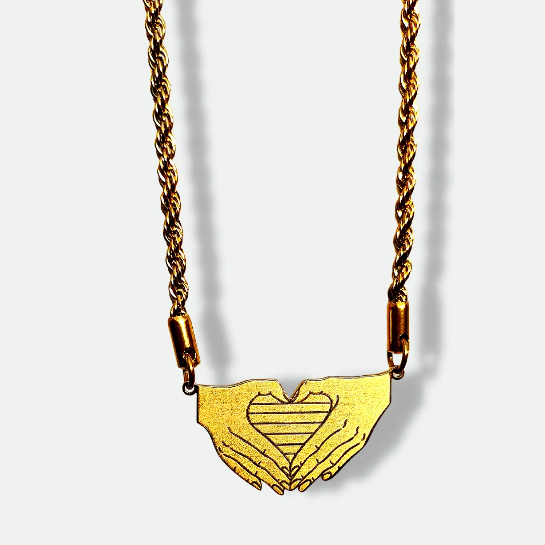 LGBTQ, 18k gold, handmade, heart shape, pendant, necklace, pride, style, LGBTQ jewelry, LGBTQ pendant, LGBTQ necklace, heart shape jewelry, 18k gold jewelry, handmade jewelry, pride jewelry, LGBTQ fashion, pride fashion, LGBTQ accessory, pride accessory