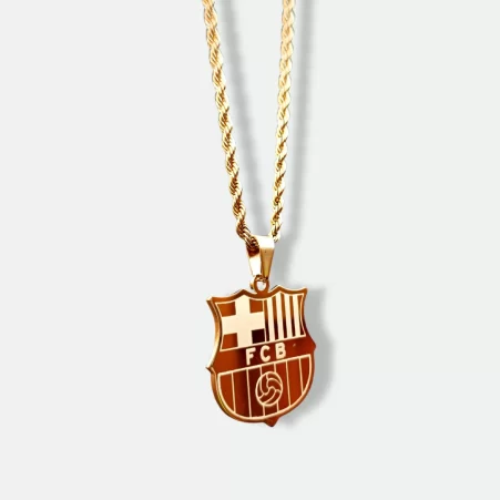 FC Barcelona, Barcelona, pendant, engraving, 18k gold, silver, rope chain, hand made, crest, Mes Que Un Club, barcelona gift, fcb gift