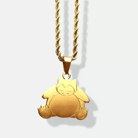 Snorlax pendant, Pokemon jewelry, Snorlax gift, jewelry, 18k gold plated, silver plated, engraved name, custom message, Pokemon fan, personalized pendant, necklace, unique design