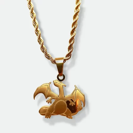 Charizard pendant, Pokemon jewelry, Charizard gift, jewellery, 18k gold plated, silver plated, engraved name, custom message, Pokemon fan, personalized pendant, necklace, unique design, trendy pendant, fashionable accessory, collectible item, premium craftsmanship, statement piece, Charizard-themed necklace, Pokemon-inspired jewelry, elegant pendant, gift for Pokemon lovers, Pokemon merchandise, high-quality pendant, stylish accessory, fashion-forward pendant.