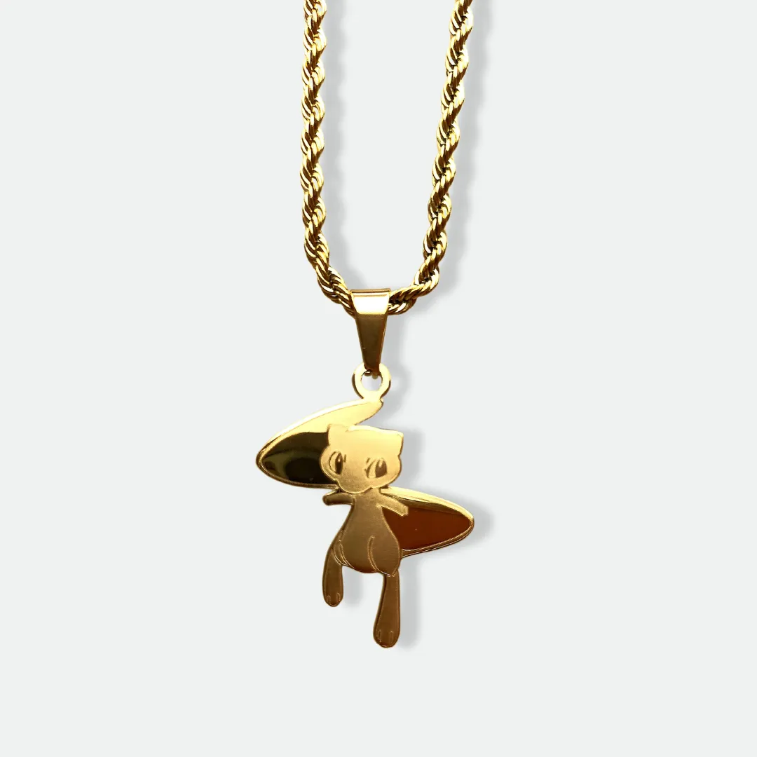 Mew gift, jewelry, 18k gold plated, silver plated, engraved name, custom message, personalized pendant, necklace, unique design, Mew, pokemon jewelry, pokemon fan, trendy pendant, fashionable accessory, collectible item, premium craftsmanship, statement piece, Mew-themed necklace, Pokemon-inspired jewelry, elegant pendant, gift for Pokemon lovers, Pokemon merchandise, high-quality pendant, stylish accessory, fashion-forward pendant.