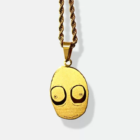 Salad Fingers Jewelry, 18k Gold Plated Pendant, Custom Engraved Name, Personalized Message Jewelry, Salad Fingers Gift, Funny Animation Accessory, 2-Sided Engraved Pendant, Unique Fan Gift, Salad Fingers Collector's Item, Premium Plated Accessory, Engraved Animation Pendant, Customizable Necklace, Gift for Animation Lovers, Salad Fingers Tribute, Exclusive Animation Accessory, Personalized Salad Fingers Pendant, Engraved Fan Jewelry