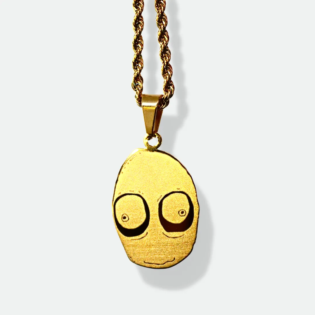 Salad Fingers Jewelry, 18k Gold Plated Pendant, Custom Engraved Name, Personalized Message Jewelry, Salad Fingers Gift, Funny Animation Accessory, 2-Sided Engraved Pendant, Unique Fan Gift, Salad Fingers Collector's Item, Premium Plated Accessory, Engraved Animation Pendant, Customizable Necklace, Gift for Animation Lovers, Salad Fingers Tribute, Exclusive Animation Accessory, Personalized Salad Fingers Pendant, Engraved Fan Jewelry