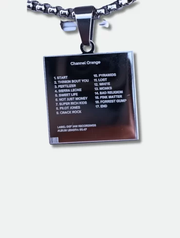 Frank Ocean pendant, Channel Orange album jewelry, music album pendant, personalized music pendant, unique music jewelry, Frank Ocean merchandise, album cover pendant, music-themed jewelry, fan jewelry, iconic album pendant