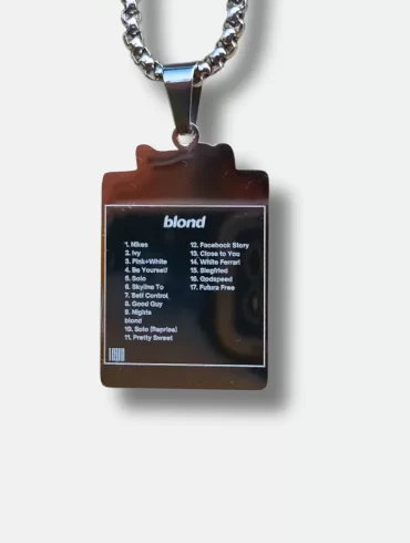 Silver pendant featuring Frank Ocean's Blond album cover and tracklist engraving (3)