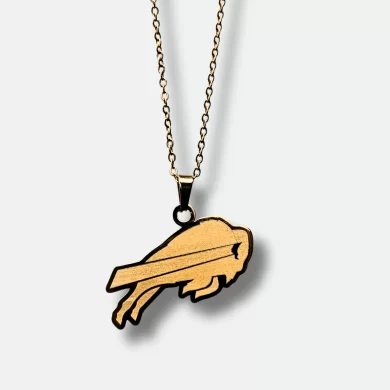 Gold-plated Buffalo Bills pendant featuring the team logo engraving, perfect for football lovers.