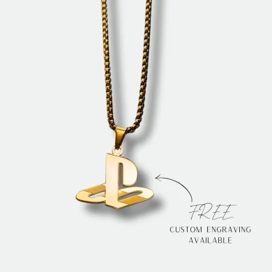 Stunning PlayStation Logo Pendant available in gold or silver plating, perfect for gaming fans & retro console lovers!
